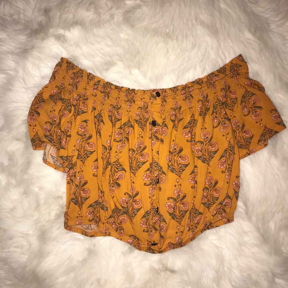 Yellow Floral crop top